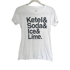 Ketel One Vodka Womens Sz S White Graphic T Shirt Crew Neck Short Sleeve Funny
